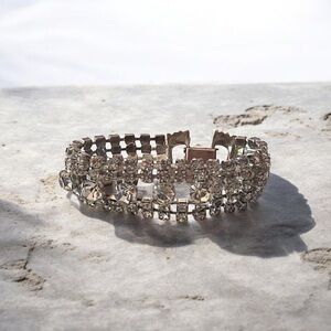 VINTAGE 1950S GLAM 5 ROW RHINESTONE BRACELET ..